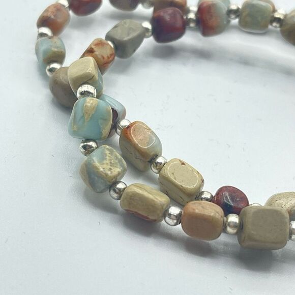 Creek jasper cube crystal beaded stretch bracelet ONE NEW reiki meditation yoga - Picture 3 of 7
